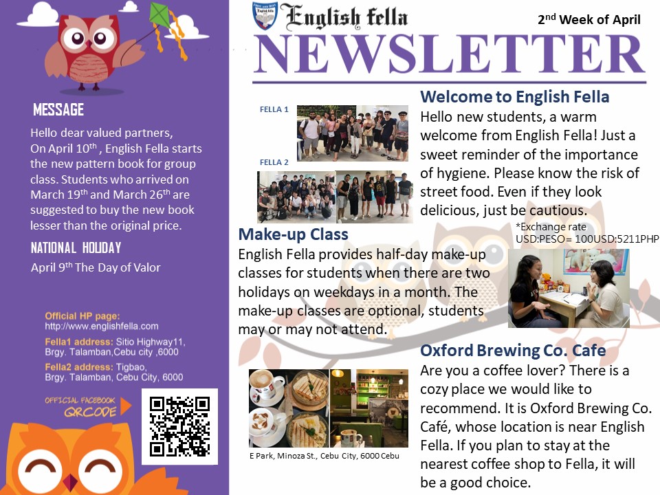 News Letter The 2nd Week Of April English Fella