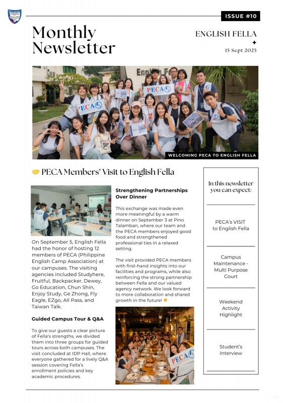 Bản tin số 10 của English Fella (ngày 10 tháng 9)